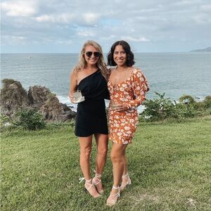 One shoulder black dress